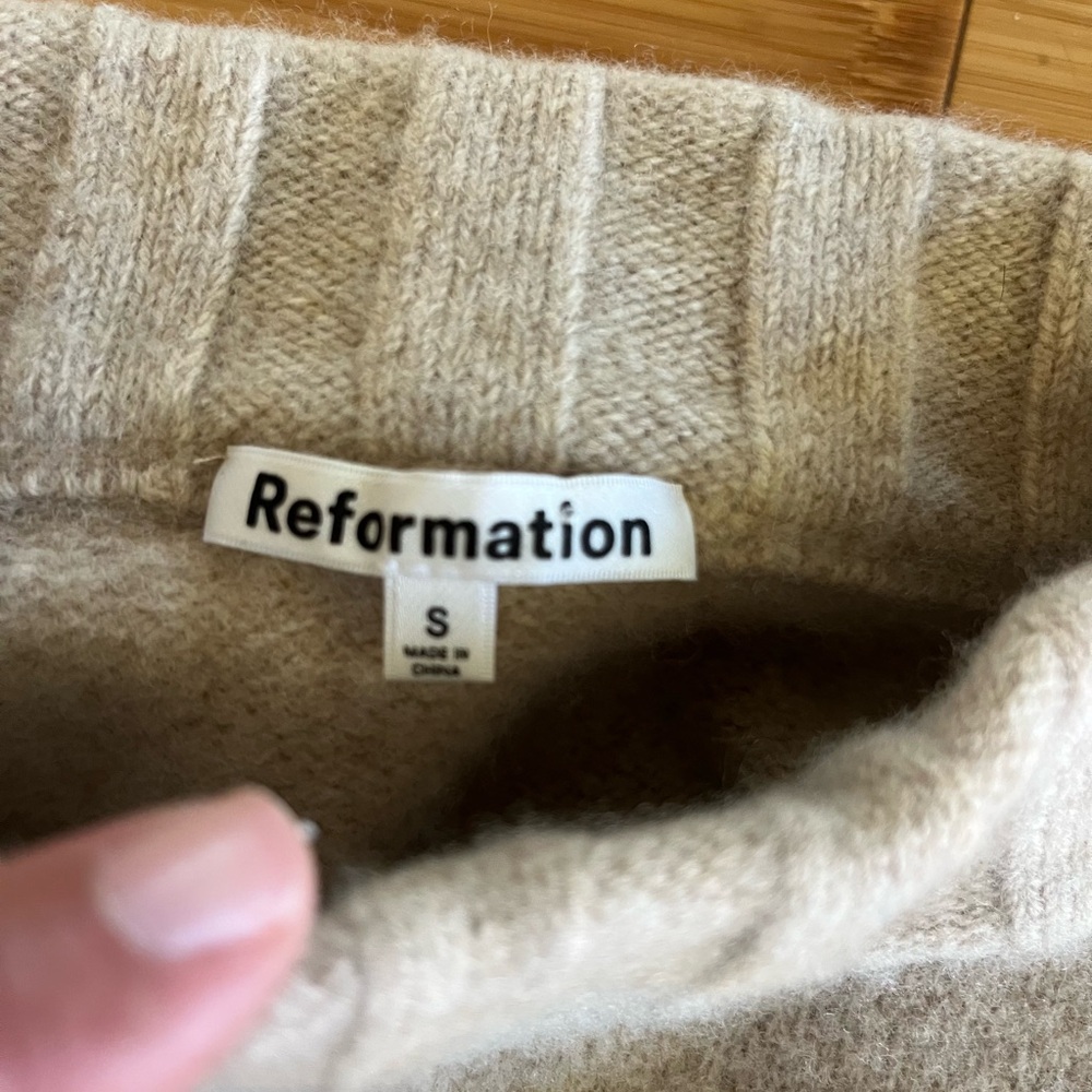 Reformation Beige Striped Cropped Merino Wool Sweater - Picture 7 of 9